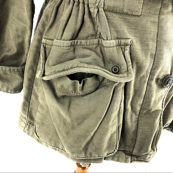 Free People Olive Green Not Your Brothers Cargo Style Jacket Coat - Picture 7 of 12